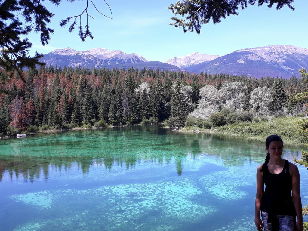 2º Lago na Trilha Vale dos 5 Lagos - O que fazer no Parque Nacional Jasper Canadá