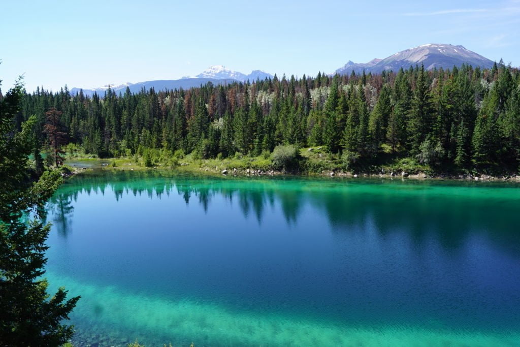 3º Lago na Trilha do Vale dos 5 Lagos - O que fazer no Parque Nacional Jasper Canadá