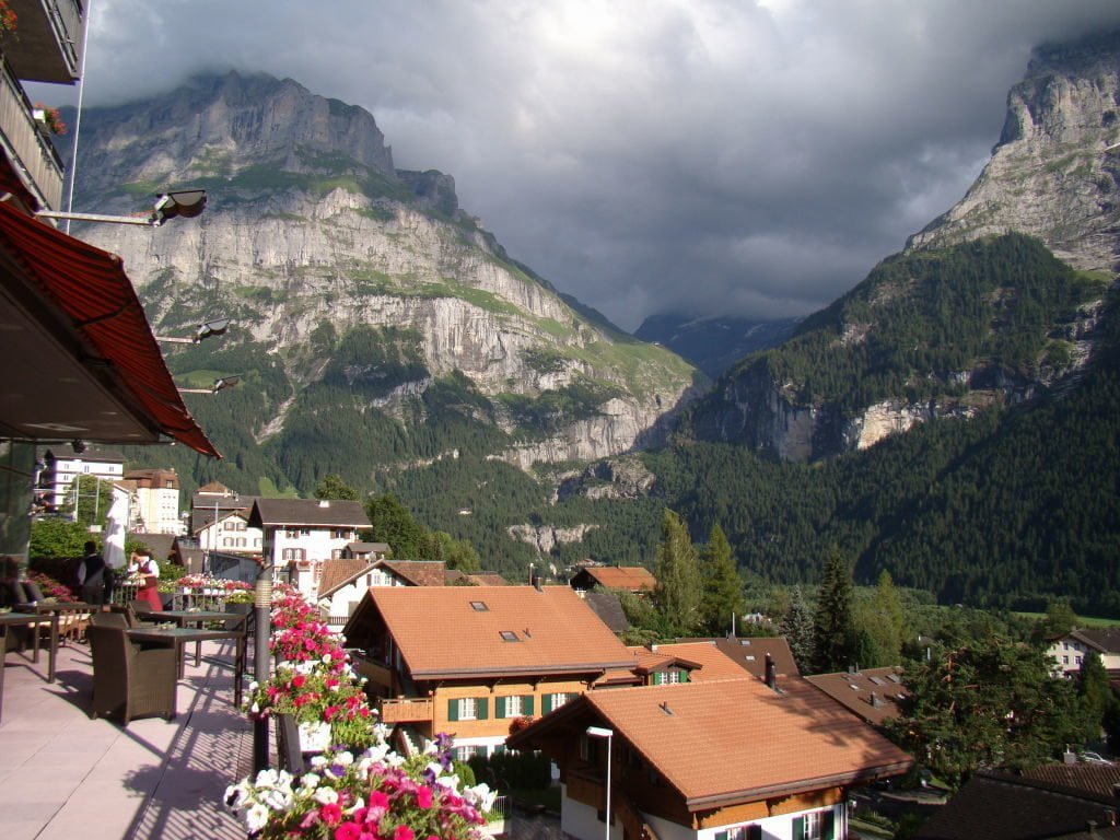 Terraço do Belvedere Hotel - Trilha Grindelwald First até o Bachalpsee