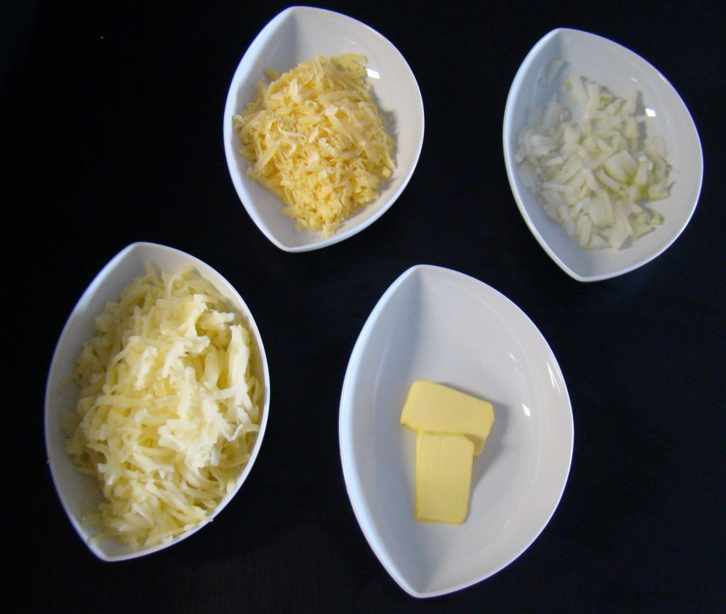 Ingredients of the Swiss Rosti Potato with Gruyère Cheese