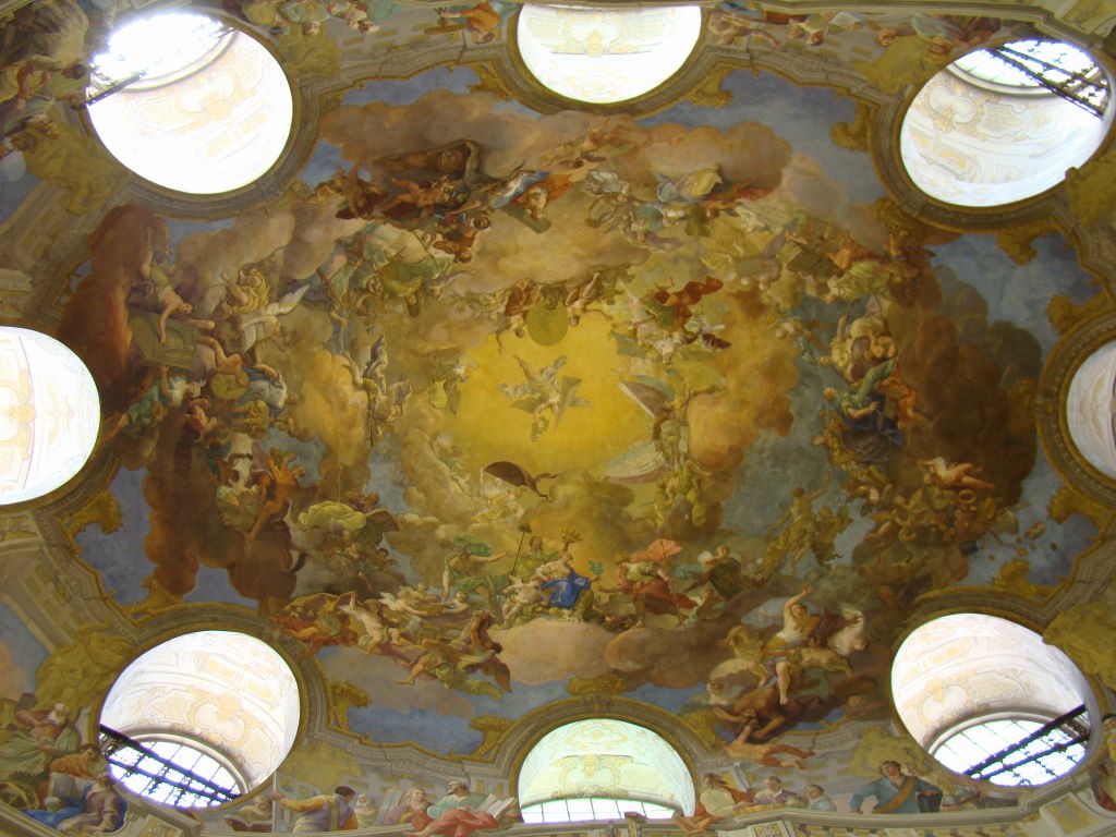 Ceiling of Austrian National Library - Best attractions of Hofburg Palace in Vienna