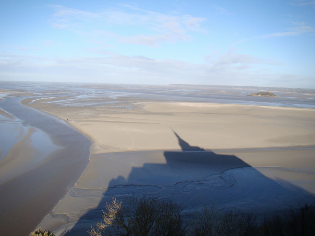 View from the terrace in winter - Tips of Mont St Michel in France