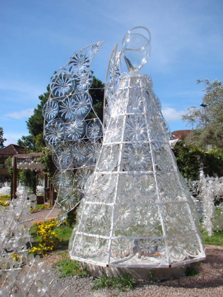 Angel made of recycled plastic bottles- Christmas in Gramado