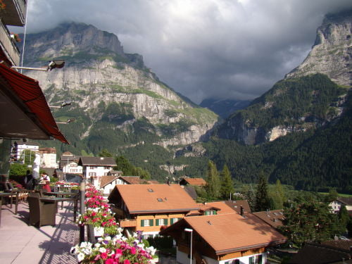 Grindelwald vista do terraço do Hotel Belvedere - O que fazer em Interlaken Suíça