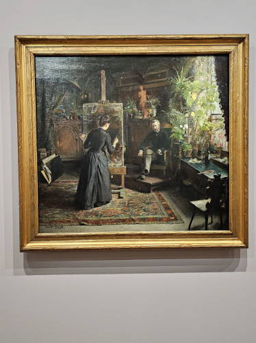 A artista dinamarquesa Bertha Wegmann pintando um retrato - Exposição Harriet Baker, a música das cores no Museu d'Orsay - Novidades de Paris no inverno, com ou sem neve